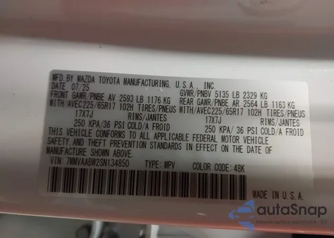 2025 Mazda Cx-50 Hybrid Preferred Package из США, поврежденный, VIN 7MMVAABW2SN134850